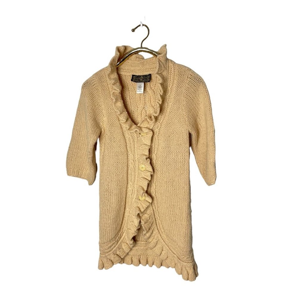 james‎ coviello sweater anthropologie sz Medium cardigan cream ruffle